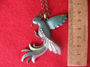 Vintage Bronze Anhänger mit Emaille und Phöniten Form des Feuervogels, UdSSR - Bild 1 von 6