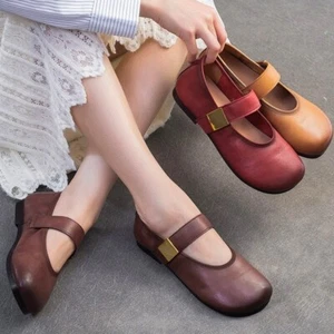 Halbschuhe Damen Echtleder Mary Janes Ballerinas Slipper Sandalen Komfort - Bild 1 von 11