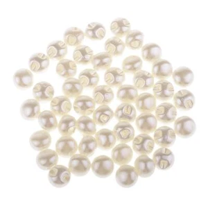 50 Pieces White Pearl Buttons Jewelry Beads DIY Garment Pants - Picture 1 of 15