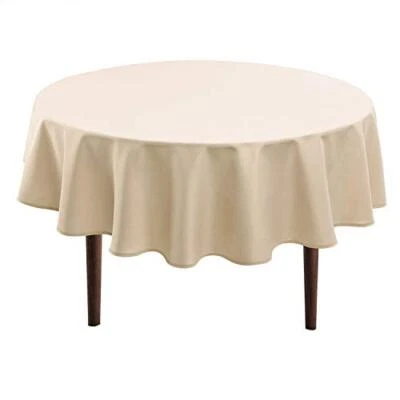  Round Tablecloth 60 Inch - Waterproof Stain Resistant 60 Inch Round Beige - Image 1 of 4