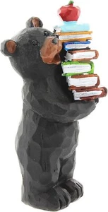 Black Bear Teacher with Stack of Books Figurine, 5",Sculptures & Figurines - Picture 1 of 1
