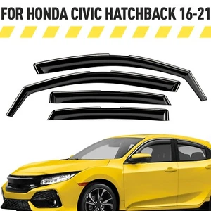 Side Window Deflectors Rain Guards for 16-21 Honda Civic Hatchback In-Channel - Picture 1 of 9
