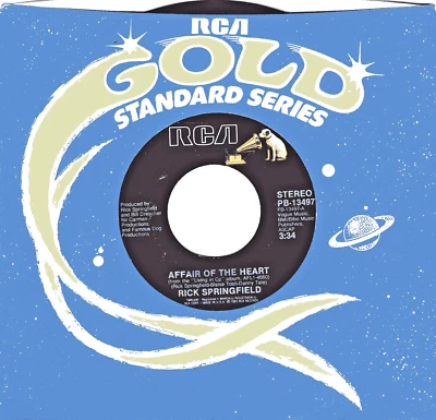 RICK SPRINGFIELD:   AFFAIR OF THE HEART / LIKE FATHER, LIKE SON - 45 RPM 4277 - Image 1 of 3