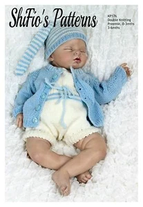 Knitting Pattern for Baby Cardigan, Dungaree Shorts and Hat, DK, KP176 - Picture 1 of 8
