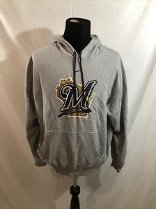 "Sudadera con capucha gris manga larga Nike MLB Milwaukee Brewers - XL para hombre, pecho 27,5""" - Imagen 1 de 4