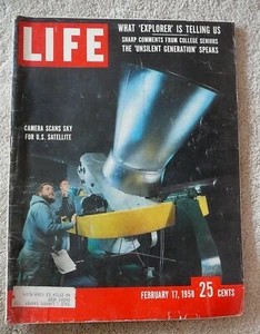LIFE MAGAZINE - FEBRUARY 17 1958 - CAMERA SCANS FOR US SATELLITE EXPLORER  - Picture 1 of 2