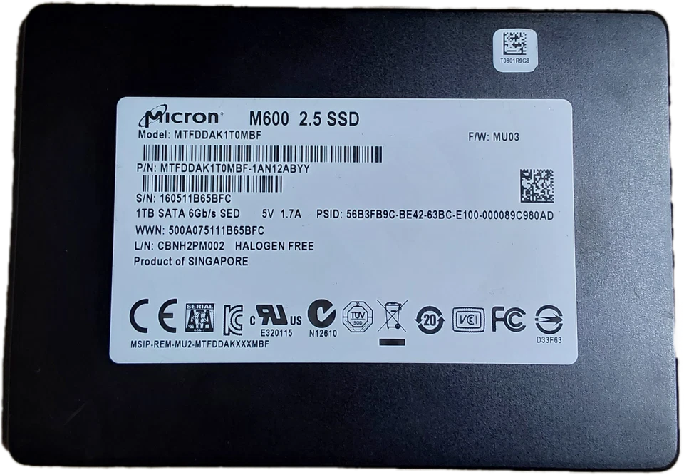 Micron M600 MTFDDAK1T0MBF 1TB  2.5" SATA III SSD - Image 1 of 4