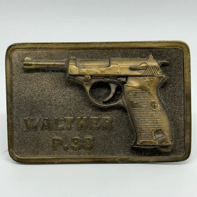 VTG Adezy Denver Brass Walther P.38 Belt Buckle Americana WW2 9mm Memorabilia - Image 1 of 4
