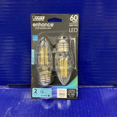 Feit Electric 2 Pack Dimmable LED Chandelier Bulbs 5000K Daylight 60W Equivalent - Image 1 of 2