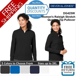 🔥 Devon & Jones Women Raleigh Stretch Quarter-Zip Pullover Up To 3XL DG425W - Picture 1 of 26