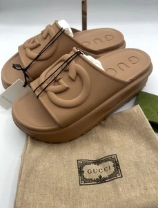 Gucci MIAMI Interlocking G  Pool Sandal Platform 1.5 in Slide Women Sz 37 US 6-7 - Picture 1 of 7
