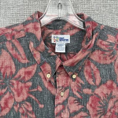 Vtg 90s Reyn Spooner 3XL Hawaiian Popover Kloth Red Black Floral Hibiscus Shirt - Image 1 of 4