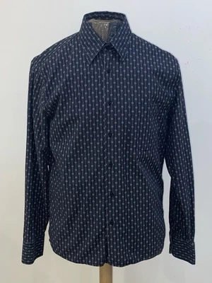 Chevignon Shirt Long Sleeve Button Up Embroidered Logo Casual Party Small Black - Image 1 of 4