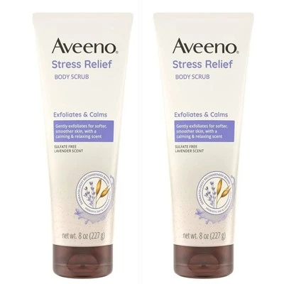 ¡PACK DE 2! Exfoliante corporal Aveeno Stress Relief exfolia y calma 8 oz. Foto 1 de 2