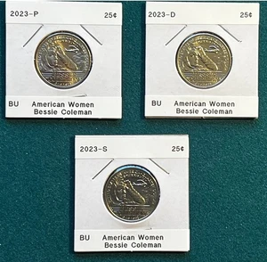 2023 P/D/S - BESSIE COLEMAN - American Women Quarters Set of three coins - Bild 1 von 3