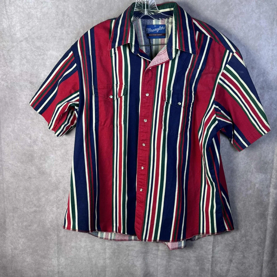 Vintage Wrangler Pearl Snap Cowboy Western 90's Shirt Men's XL Canvas - Image 1 of 4