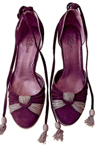 Sophia Kokosalaki for Nine West schwarz Wildleder 6M Keilabsatz Schnürung Bohemian Retro Chic - Bild 1 von 9