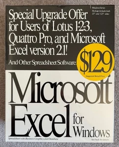 Microsoft Excel 3 for Windows on 3.5" and 5.25" Disks, Sealed, New, BNIB - Afbeelding 1 van 5