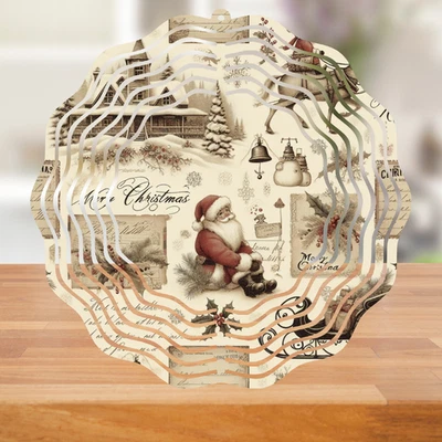 Spinner de viento de Navidad Papá Noel 10" metal exterior jardín patio decoración nostálgica Foto 1 de 4