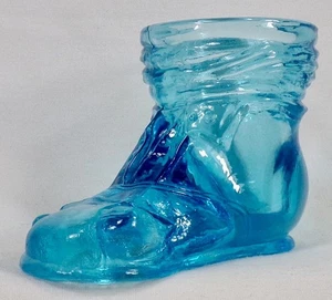 Degenheart Baby Shoe Bootie Blue Glass Toes Out Novelty Toothpick Match 1972 - Picture 1 of 8