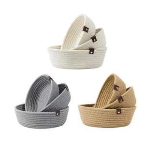 3Pcs Small Woven Baskets Set Organizer Basket Bin Laundry Basket for Entryway - Picture 1 of 17