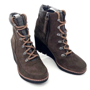 Dr. Scholls Lada Botines de Cuña para Mujer 6M Cremallera y Cordones Marrón Poliéster y Lana - Imagen 1 de 14