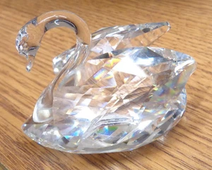 SWAROVSKI Kristall Schwan Figur mit Spiegel ~ unten signiert *LESEN* - Bild 1 von 17