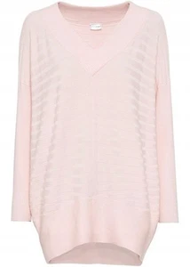 Gerippter Oversize-Pullover Gr. 44/46 Zartrosa Damen Langarm Basic Sweater Neu - Bild 1 von 1