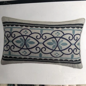 Merchant 41 Kissenbezug HOME bestickt Canvas genäht blau marine aqua neu in Verpackung - Bild 1 von 6