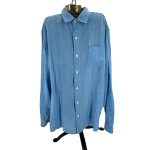 Tommy Bahama 100 % Linen Shirt Blue Long Sleeve Relaxed Fit NWOT Men's Size 2XL - Picture 1 of 11