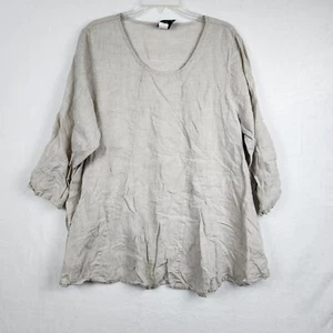 Top túnica Match Point talla L lino natural Lagenlook de gran tamaño semi transparente EE. UU. - Imagen 1 de 9