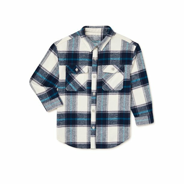 Long Sleeve Plaid Shirt Jacket, colo 