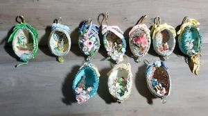 Vintage Real Egg Shell Dioramas Hand Decorated Christmas Ornaments Lot 10  - Picture 1 of 6