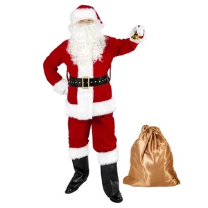 Herren Deluxe Weihnachtsmann Anzug 11 Stck. Weihnachten Erwachsene Weihnachtsmann Kostüm Weihnachtsmann Outfit - Bild 1 von 6