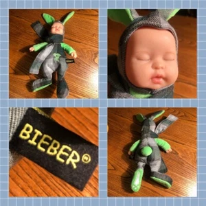 Bieber Honeybabe Baby Face Beanie Doll In Green Check Outfit Collectable - Picture 1 of 12