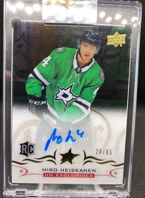 2018-19 Upper Deck Clear Cut UD Exclusives Miro Heiskanen Auto /65 - Image 1 of 4