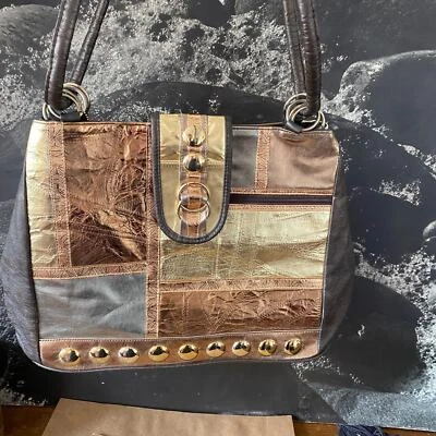 Bolso de Mano Vintage Años 80 Metálico Cobre Dorado Embellecido Artístico Monedero Foto 1 de 4