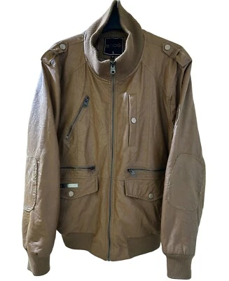 COOGI Australia Brown Bomber Jacket Faux Leather Zip Up Coat Size Large - Image 1 of 4