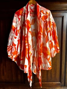 Cato Cardigan Floral Kimono Coverup 26/28W Orange Beachy Breezy - Picture 1 of 8