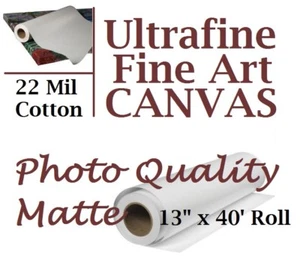UltaFine Fine Art Canvas Matte 13" x 40' for Canon, Epson, HP inkjet Printers - Picture 1 of 1