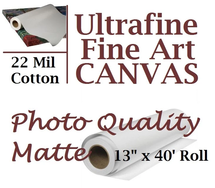 UltaFine Fine Art Canvas Matte 13" x 40' for Canon, Epson, HP inkjet Printers - Image 1 of 1