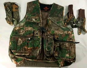 REALTREE Xtra Camo 4PC Hunting Vest & Accessories Mens S / M Padded Seat Gloves - Picture 1 of 14