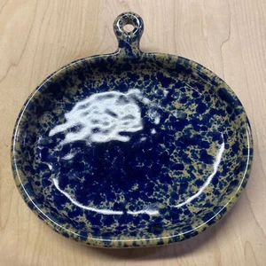Plato de bistró de gres ágata azul Bennington Pottery Vermont 1897. - Imagen 1 de 2