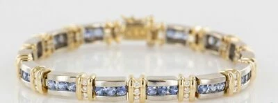 15ct Round Cut Tanzanite 14K White & Yellow Gold Over Exclusive Tennis Bracelet - Image 1 of 4