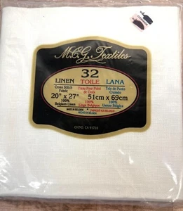 M.C.G. Textilien 32 Stück belgisches Leinen 20" x 27" Kreuzstich Stoff weiß - Bild 1 von 2