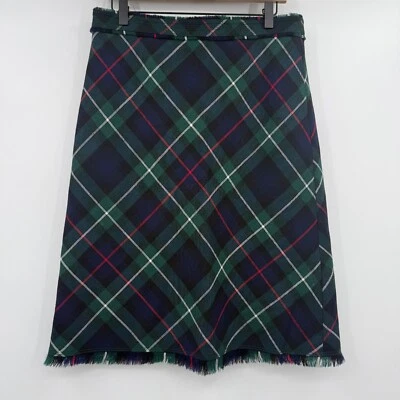 J Crew Skirt Women 8 Green Blue Plaid Wool Office Preppy Academia School Girl - Image 1 of 4