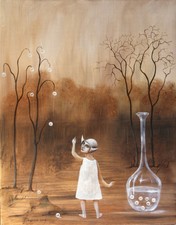 Painting ORIGINAL OIL canvas SURREALISM CONTEMPORARY ART Pronkin 2019 PEARL TREE