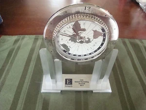 CHASS Clock World Time adjustable award timepiece desk mantle with dateline EUC - Picture 1 of 5