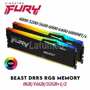 New Fury Beast DDR5 RGB 8/16/32GB 5200 5600 6000 6400MT/s Desktop Memory RAM Lot - Picture 1 of 7