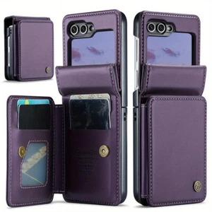 For Samsung Galaxy Z Flip 6 Case with RFID Blocking Card Holder Durable Leather - Picture 1 of 17